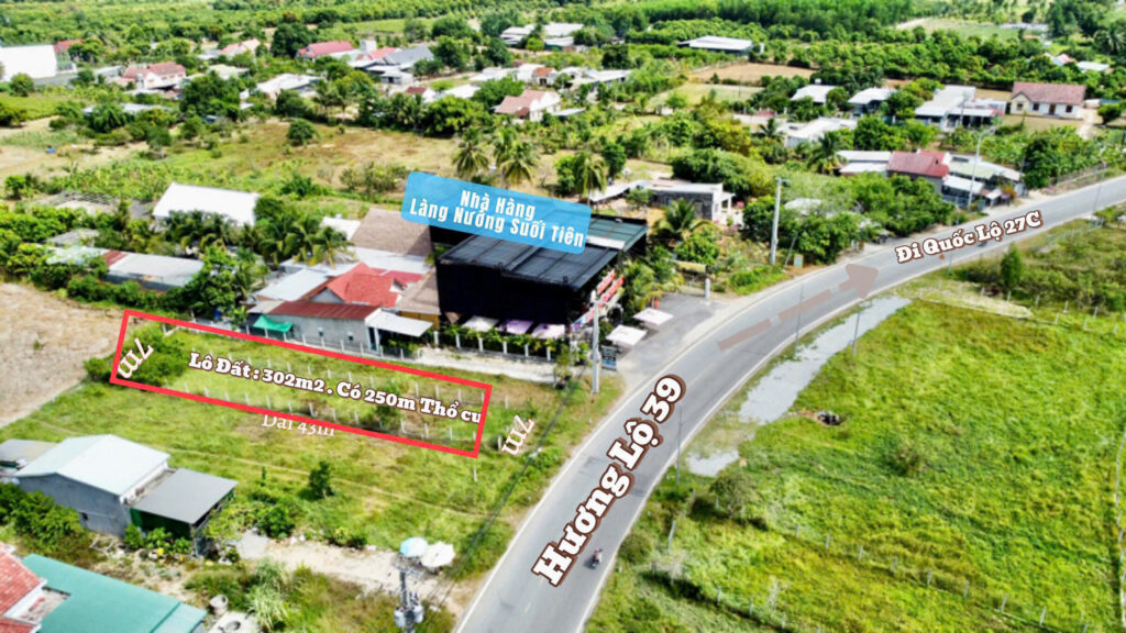 Bán Đất Mặt Tiền HL39 Suối Tiên (Diên Khánh) – 302m² (250m² Thổ Cư), Gần BBQ Lớn – Giá Chỉ 3.2 Tỷ
