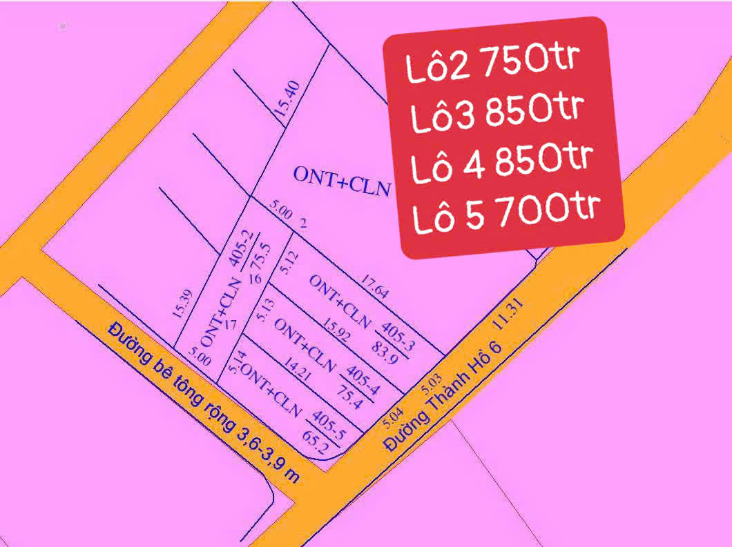 Bán Đất Nền Thổ Cư Mặt Tiền Thành Hồ 6 - Chỉ Từ 700 Triệu/Lô - Hình ảnh 1